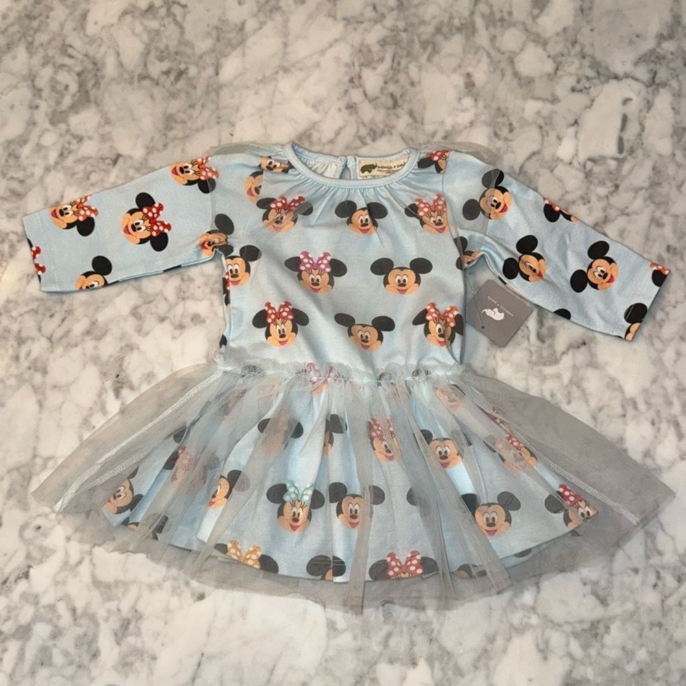 NWT Monica & Andy Disney 100 Collection Blue Baby Dress with Tulle 6/9M